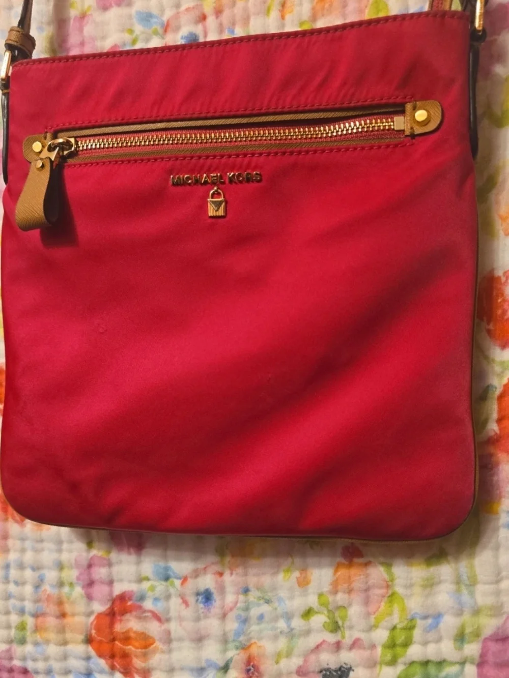 Michael Kors Pink Crossbody with Tan Adjustable Strap